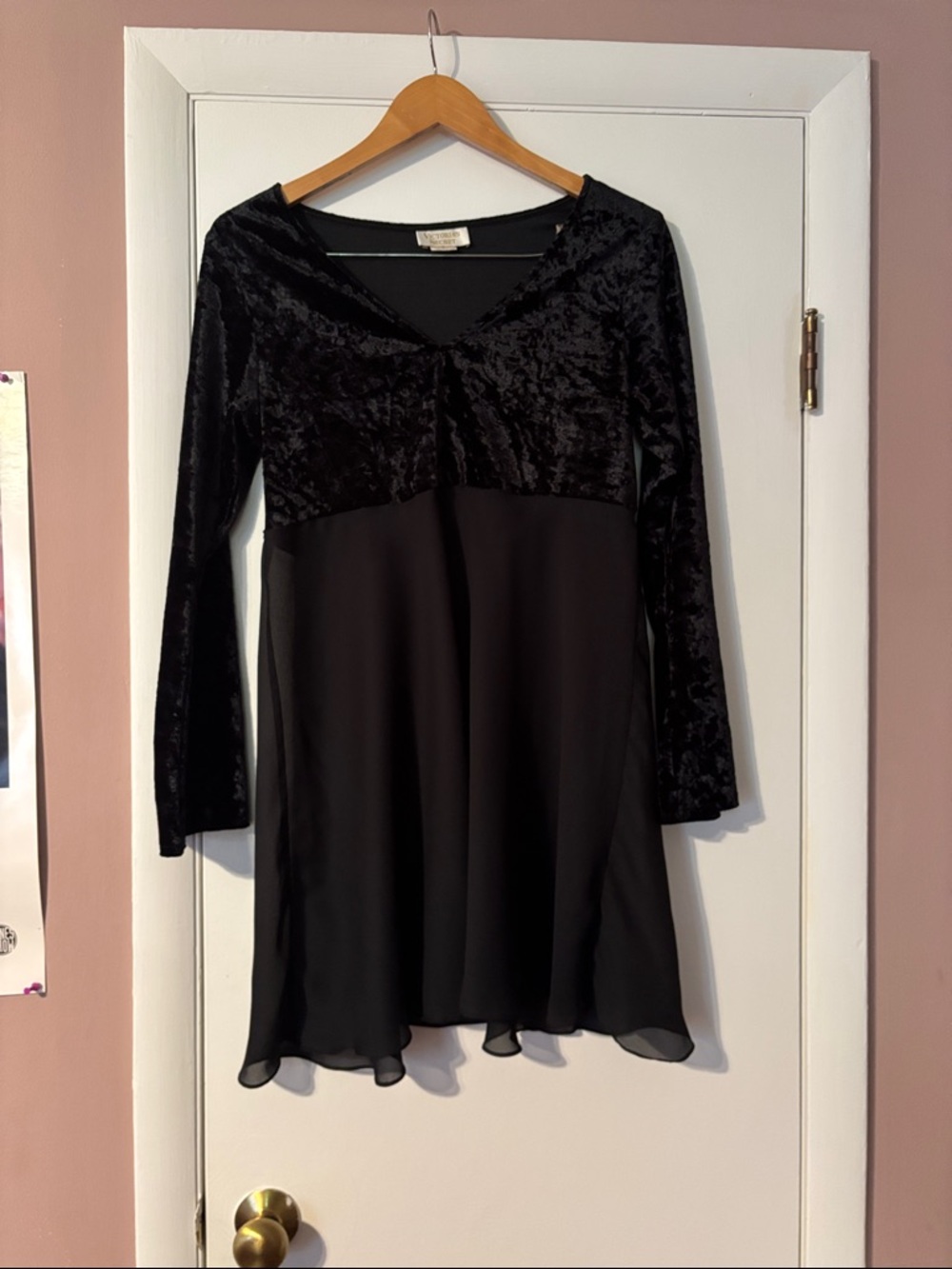 90’s Victoria’s Secret Vintage Gold Label Velvet Mini Dress Tunic Babydoll Large - Picture 3 of 17